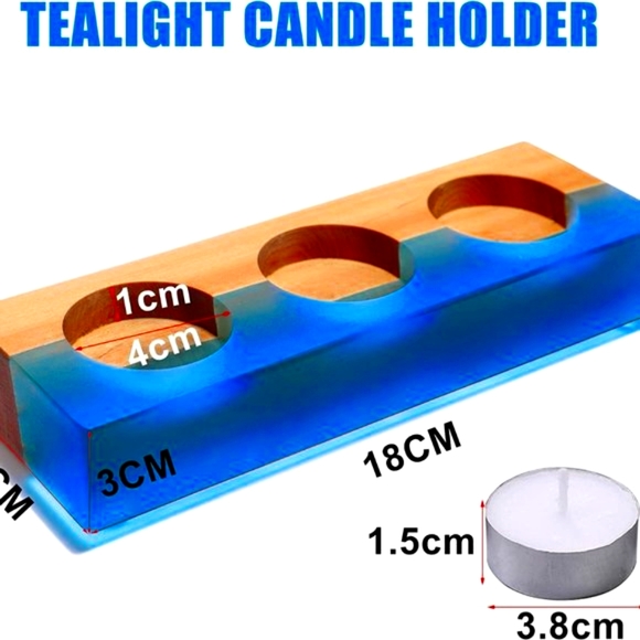 Wood Resin/Epoxy Tea Lights Candle Holder 3 Slot - Picture 7 of 11